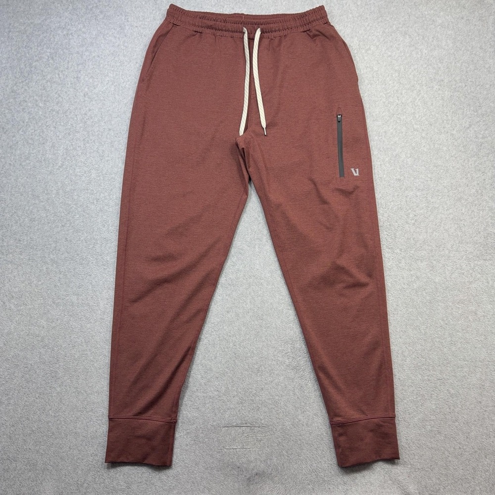 Vuori Sunday Performance Jogger Pants Mens Medium Pink Red Knit Zip Pockets V416